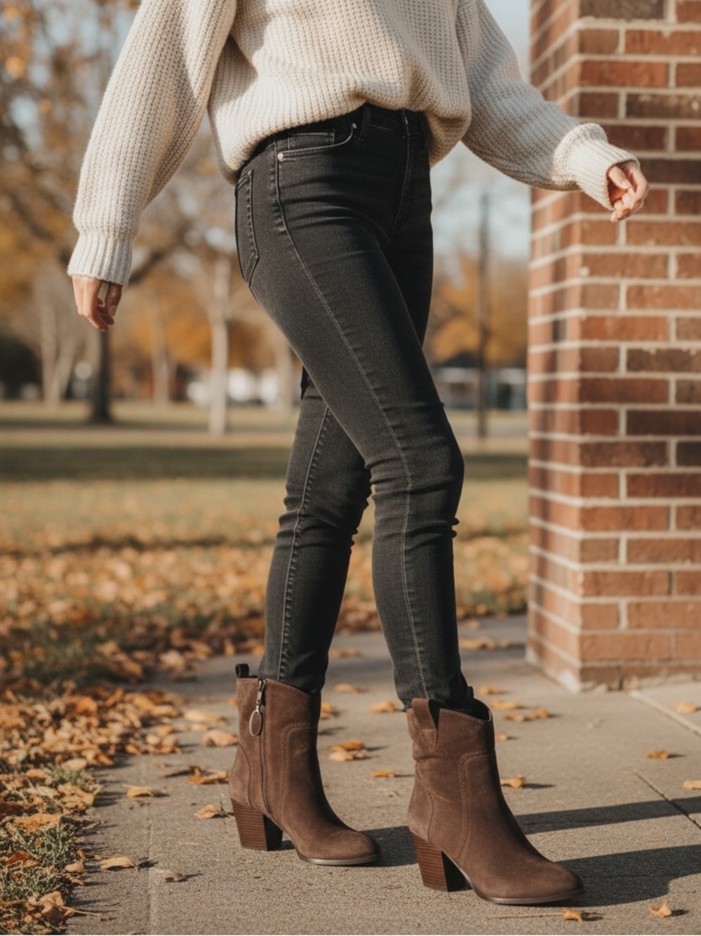 Lucky Brand Dark Brown Suede Ankle Boots with Block Heel